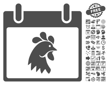 Gün düz vektör simge Bonus ile horoz kafası takvimi