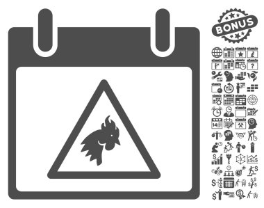 Takvim gün düz vektör simge Bonus ile uyarı horoz