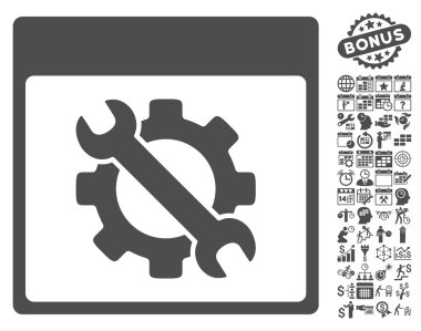 Ayarları araçları ile Bonus sayfa düz vektör simge takvim