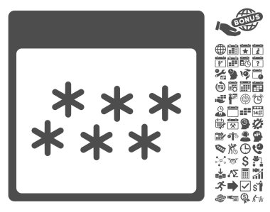 Kar taneleri ile Bonus sayfa düz vektör simge takvim