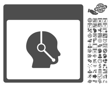 Telefonla satış operatör takvim sayfa düz vektör simge Bonus ile