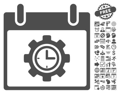 Bonus ile zaman dişli takvim gün düz vektör simgesi