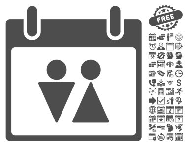 Tuvalet takvim gün düz vektör simgesi Bonus ile