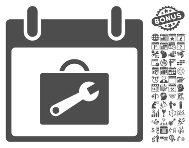 Araç kutusu takvim gün düz vektör simgesi Bonus ile