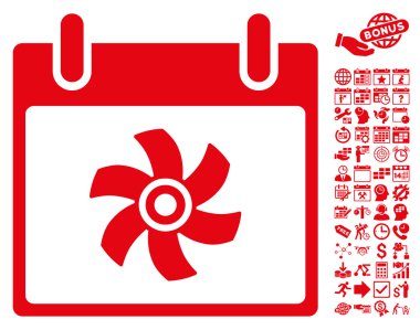 Bonus ile fan takvim gün düz vektör simgesi