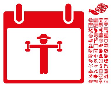 Bonus ile fitness takvim gün düz vektör simgesi