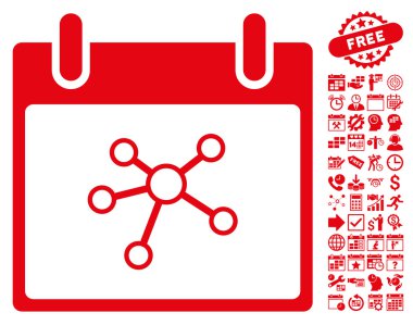 Bonus ile bağlantıları takvim gün düz vektör simgesi