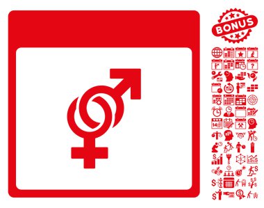 Bonus ile evlilik takvim sayfa düz vektör simgesi