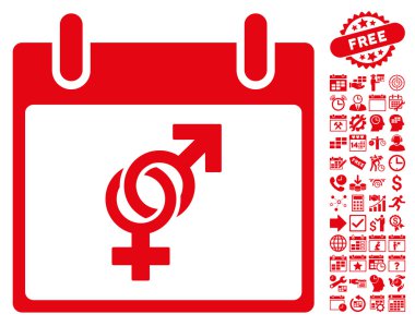 Bonus ile evlilik takvim gün düz vektör simgesi