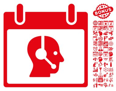 Bonus ile operatör takvim gün düz vektör simgesi