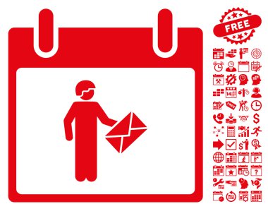 Postacı takvim gün düz vektör simge Bonus ile