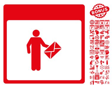 Postacı takvim sayfa düz vektör simge Bonus ile