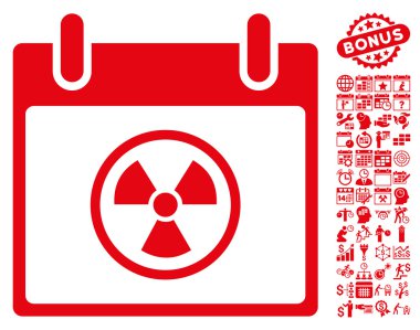 Bonus ile radyoaktif takvim gün düz vektör simgesi