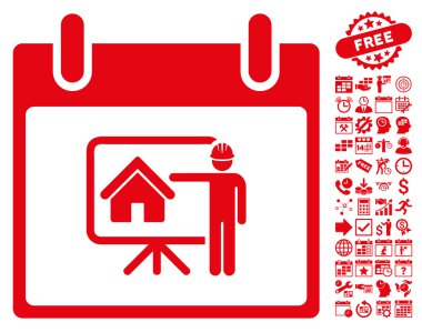 Bonus ile gayrimenkul geliştirici takvim gün düz vektör simgesi