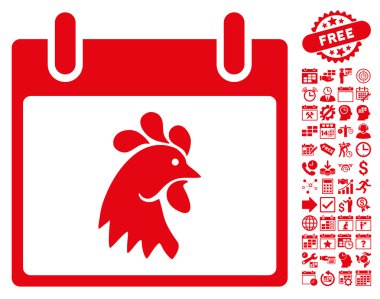 Gün düz vektör simge Bonus ile horoz kafası takvimi