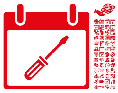 Tornavida takvim gün düz vektör simge Bonus ile ayarlama