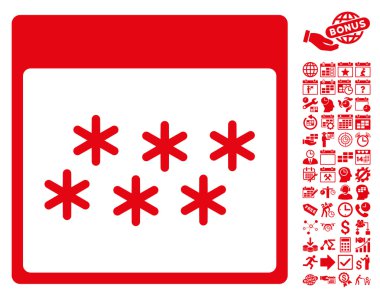 Kar taneleri ile Bonus sayfa düz vektör simge takvim