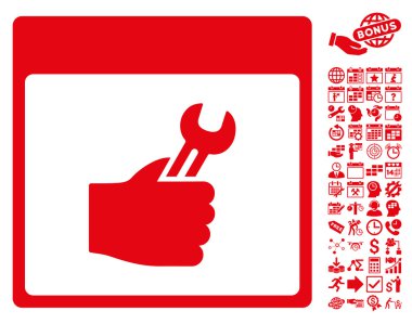 Anahtar hizmet el takvim sayfa düz vektör simgesini Bonus ile