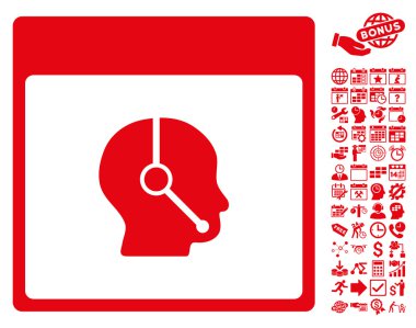 Telefonla satış operatör takvim sayfa düz vektör simge Bonus ile