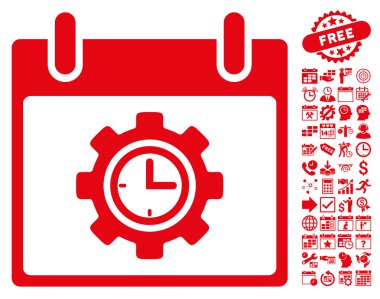 Bonus ile zaman dişli takvim gün düz vektör simgesi