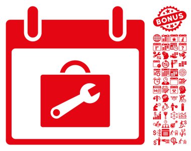 Araç kutusu takvim gün düz vektör simgesi Bonus ile