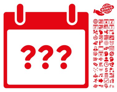 Bonus ile bilinmeyen gün takvim sayfa düz vektör simgesi