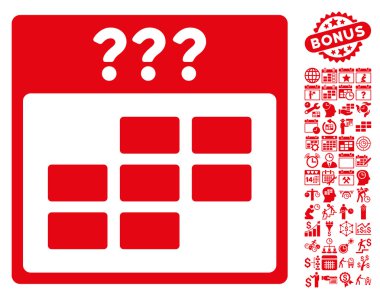 Bonus ile bilinmeyen ay takvimi kılavuz düz vektör simgesi