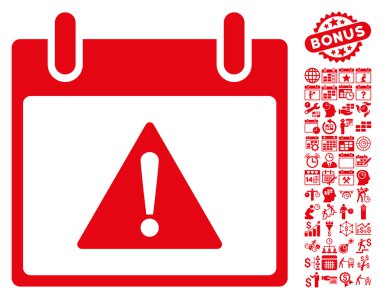 Uyarı takvim gün düz vektör simgesi Bonus ile