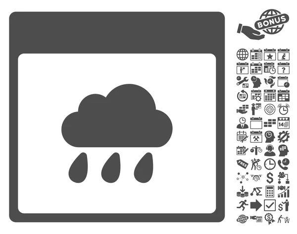 Página del calendario de la nube de lluvia Icono de vector plano con bono — Vector de stock