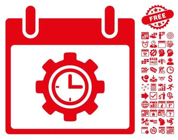 Bonus ile zaman dişli takvim gün düz vektör simgesi