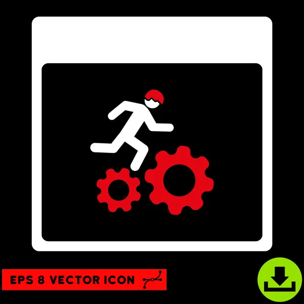 Correndo Trabalhador Calendário Página Vector Eps Icon — Vetor de Stock