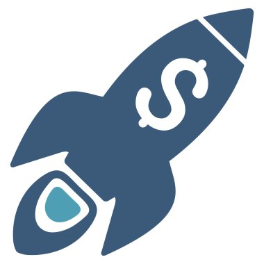 Başlangıç roket fırlatma düz glif simgesi