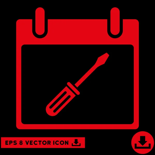 Chave de fenda Sintonia Calendário Dia Vector Eps Ícone — Vetor de Stock
