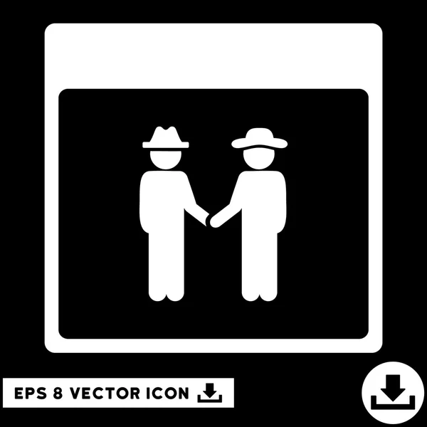 Men Handshake Calendar Page Vector Eps Icon — Stock Vector