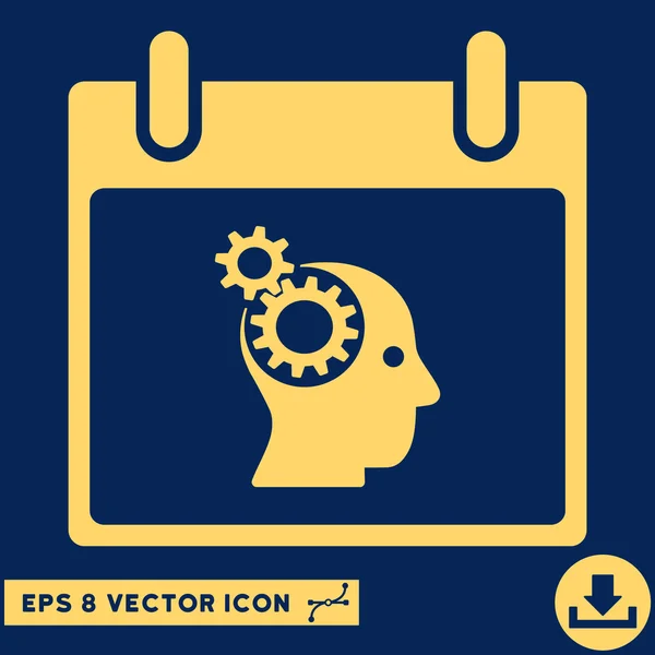 Gehirn Zahnräder Kalendertag Vektor eps Symbol — Stockvektor