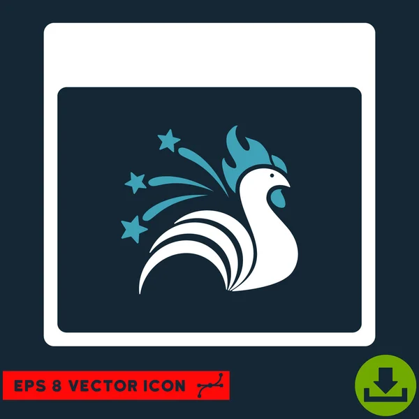 Sparkle Rooster Calendar Página Vector Eps icono — Vector de stock