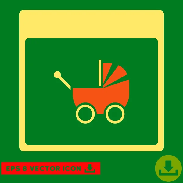 Baby Carriage Calendar Page Vector Eps Icon — Stock Vector