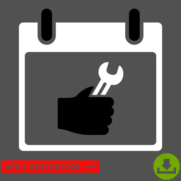 Llave de servicio Calendario de mano Día Vector Eps Icono — Vector de stock