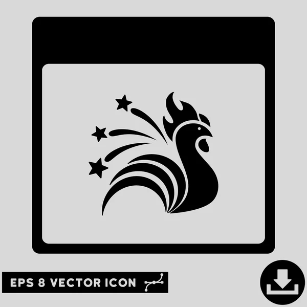 Sparkle Rooster Calendar Page Vector Eps Icon — Stock Vector