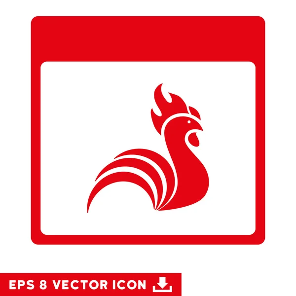 Rooster Calendar Page Vector Eps Icon — Stock Vector