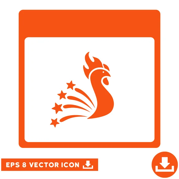 Festive Rooster Calendar Page Vector Eps Icon — Stock Vector