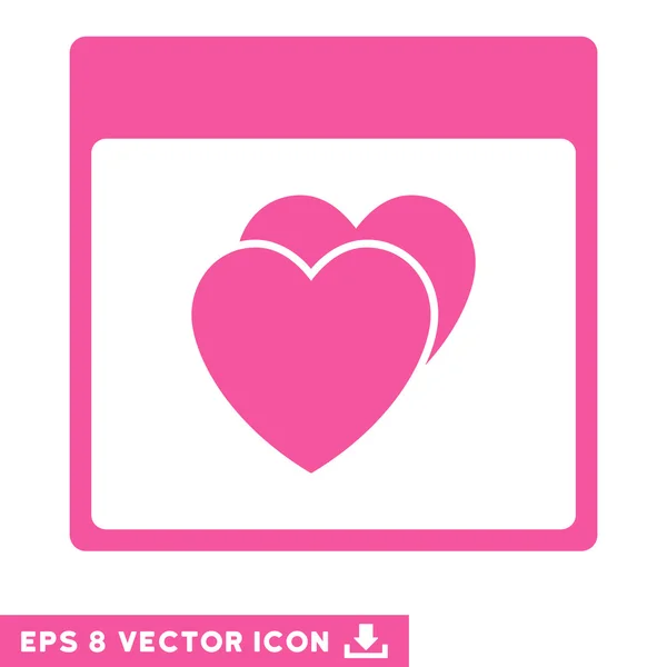 Hearts Calendar Page Vector Eps Icon — Stock Vector