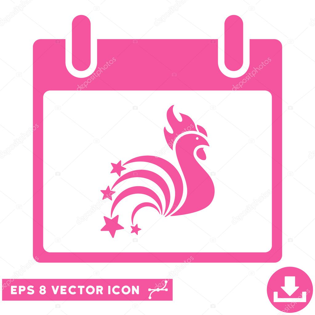 Rooster Fireworks Calendar Day Vector Eps Icon