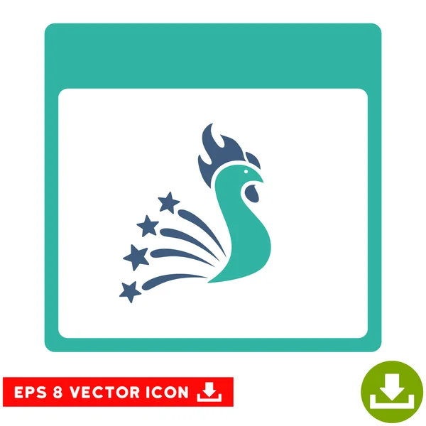 Festive Rooster Calendar Page Vector Eps Icon — Stock Vector