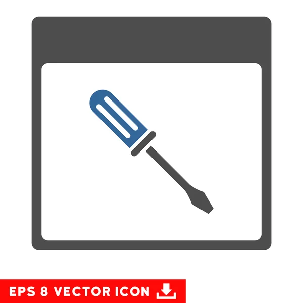 Screwdriver Calendar Page Vector Eps Icon — Stock Vector