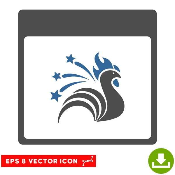 Sparkle Rooster Calendar Page Vector Eps Icon — Stock Vector