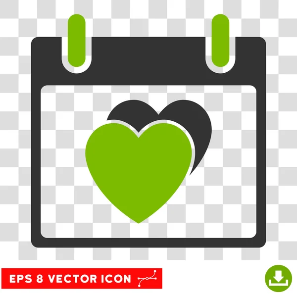 Hearts Calendar Day Eps Vector Icon — Stock Vector