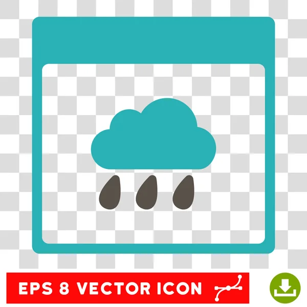 Rain Cloud Calendar Page Eps Vector Icon — Stock Vector