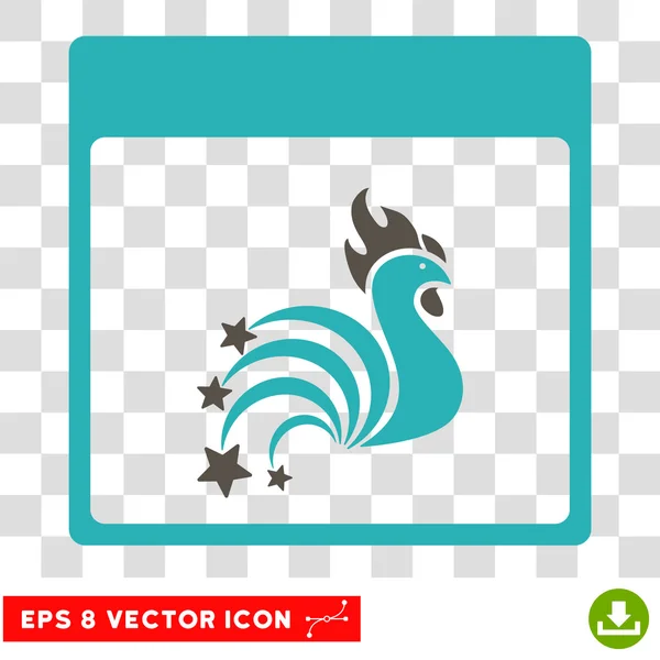 Rooster Fireworks Calendar Page Eps Vector Icon — Stock Vector
