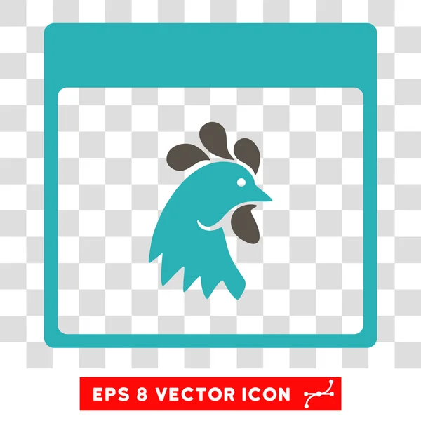 Galo cabeça calendário página Eps vetor ícone — Vetor de Stock